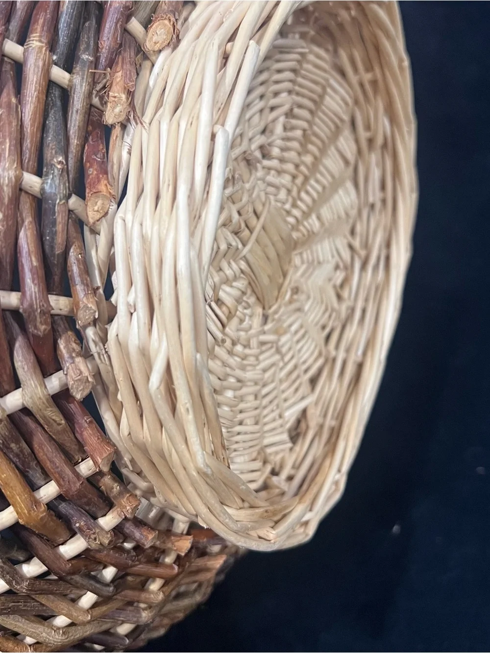 Handwoven Wicker Storage Basket in Natural and Brown Tones